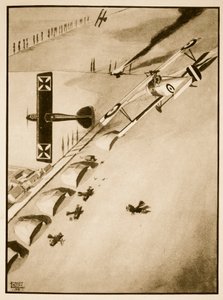 ジョン・ハミルトン作「フライング・メモリーズ」の挿絵、ビショップ大佐が V.C. を獲得 作： Stanley Orton Bradshaw