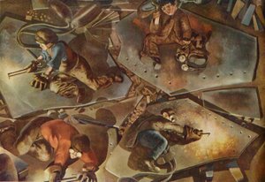 「クライドの建物：バーナー」、1940 作： Stanley Spencer