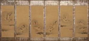 野生のガチョウ、桃山または江戸時代、1568-1640。 作： Sôtatsu