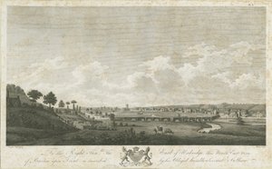 バートンアポントレント橋と町：彫刻、1779 作： Stebbing Shaw