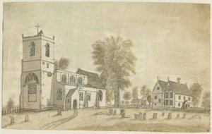 ハンベリー教会：水彩画、1791 作： Stebbing Shaw