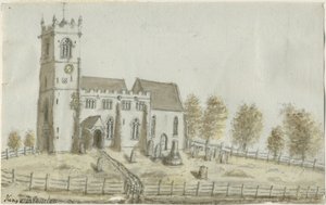 キングスブロムリー教会：水彩画、nd [c 1796] 作： Stebbing Shaw