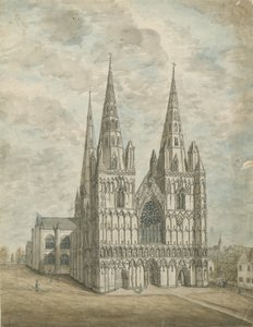 リッチフィールドキャスデラル-ウェストフロント：水彩画、nd [1762-1802] 作： Stebbing Shaw