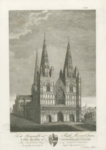 リッチフィールド大聖堂-ウェストフロント：彫刻、nd [1762-1802]（印刷） 作： Stebbing Shaw