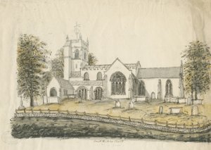 マデリー教会：水彩画、nd [1762-1802] 作： Stebbing Shaw