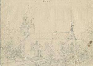 パトシュル教会：鉛筆画、nd [1762-1802] 作： Stebbing Shaw