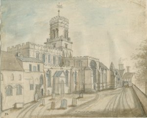 スタッフォード-聖マリー教会：水彩画、nd [c 1790]（絵画） 作： Stebbing Shaw