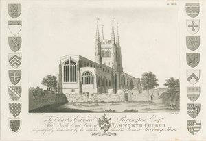 タムワース教会：アクアチント彫刻、1792年 作： Stebbing Shaw