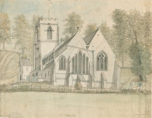 テッテンホール教会：水彩画、nd [c 1794] 作： Stebbing Shaw