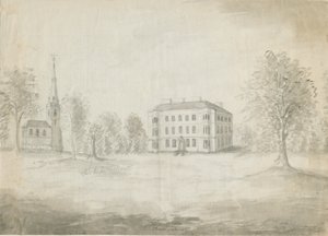 ソープコンスタンティンチャーチアンドホール：鉛筆とウォッシュの描画、ND [1762-1802] 作： Stebbing Shaw