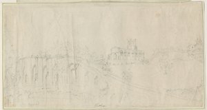 タットベリー教会と城-北東ビュー：鉛筆画、nd [1762-1802]（図面） 作： Stebbing Shaw