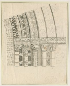 タットベリー修道院教会-西の出入り口：ペンとセピアの絵、nd [1762-1802] 作： Stebbing Shaw