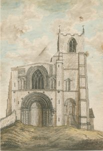 タットベリー修道院教会：水彩画、nd [1762-1802] 作： Stebbing Shaw