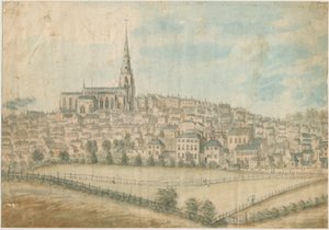 ウォールソールタウン-北西ビュー：水彩画、nd [c 1798]