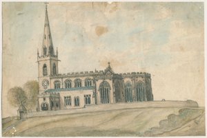 ウェンズベリー教会：水彩画、nd [1762-1802] 作： Stebbing Shaw