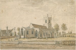 ヨックソール教会：水彩画、nd [1762-1802] 作： Stebbing Shaw