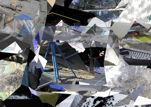 幾何学的な都市のコラージュ