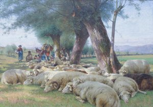 休息する羊、1900年頃（キャンバスに油彩）