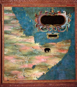 東アフリカ（ソマリア、エチオピア） ステファノ・ボンシニョーリ(? -1589)が作成した地図。1581年頃。フィレンツェ、ヴェッキオ宮殿、マッパモンドの部屋（Sala del Mappamondo 作： Stefano Buonsignori