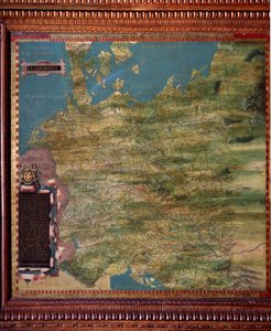 ドイツ ステファノ・ボンシニョーリ(？-1589)が作ったカード。1581年頃フィレンツェ、ヴェッキオ宮殿、マッパモンドの部屋（Sala del Mappamondo 作： Stefano Buonsignori