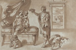 金星に花輪を差し出す火星、1760～90年。 作： Stefano Mulinari