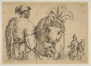馬に餌をやる黒人1662。 作： Stefano della Bella