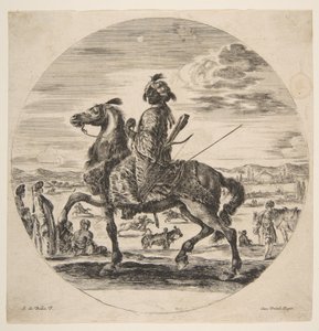 左に向いているムーア人の騎士、中央の地面に立って座っているトルコ人、...、ca。 1651年。 作： Stefano della Bella