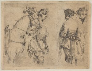 馬を手綱でつなぐポール1662。 作： Stefano della Bella