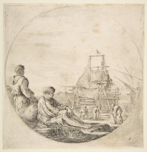 座っている白いセーラー、立っている黒いセーラー、ca。 1660年。 作： Stefano della Bella