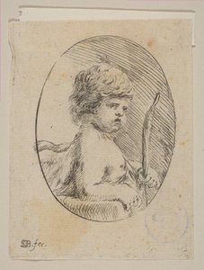 弓を持った小さなキューピッド、「さまざまな人物と落書き」より Diverses Figures et gr..., ca. 1646年。 作： Stefano della Bella