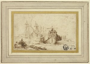 トスカーナのガレー船と海岸近くの他の船 作： Stefano della Bella
