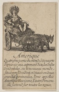 アメリカ、「地理学のゲーム」より Jeu de la Géographie, 1644年 作： Stefano della Bella