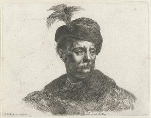 口ひげと羽毛のついた帽子をかぶったポーランド人の胸像 描画の原理 (シリーズ タイトル) I principii del disegno (シリーズタイトル) 作： Stefano della Bella