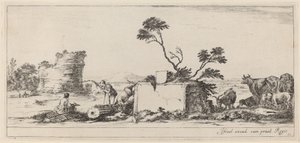 1647 年またはそれ以前のカンパーニャ アーティスト スケッチのあるシーン。