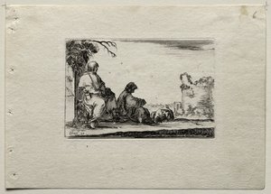 カプリース：休息する二人の巡礼者と農民 作： Stefano della Bella