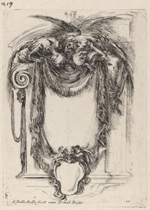死体から吊り下げられたカルトゥーシュ、1647年。 作： Stefano della Bella