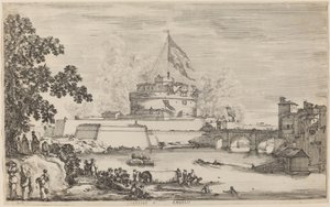 サンタンジェロ城、ローマ、c。 1634年。 作： Stefano della Bella