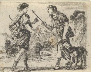 「神話のゲーム」ジュ・ド・ラ・ミソロジー、1644年からのケファルスとプロクリス。 作： Stefano della Bella