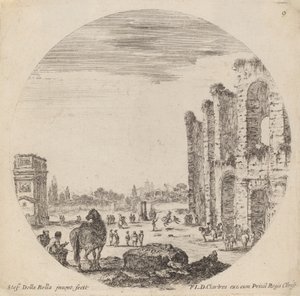 コロッセオとコンスタンティヌスの凱旋門、1646 年。 作： Stefano della Bella