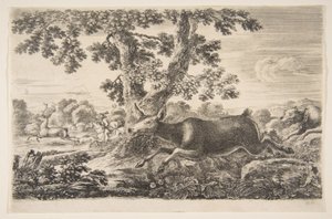 動物狩りからの鹿狩り、異なる動物狩り、約。 1654年。 作： Stefano della Bella