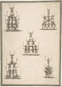 アクロバットの5つのグループ、1652年。 作： Stefano della Bella