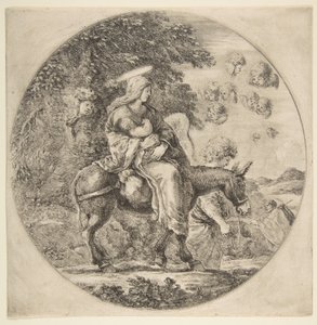 エジプトへの飛行、ラウンド構成、ca。 1662。 作： Stefano della Bella