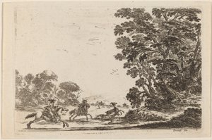 鹿狩りの森、1642年。 作： Stefano della Bella