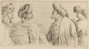 ターバンを身に着けた 4 人のトルコ人 作： Stefano della Bella