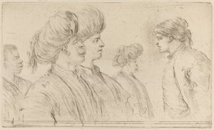 4人のトルコ人と黒人男性 作： Stefano della Bella