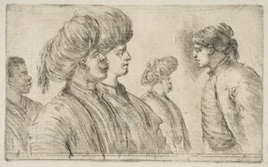 4人のトルコ人と黒人男性1662。 作： Stefano della Bella