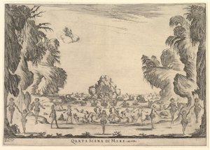 4番目のシーン、海、神の結婚Le nozze degli Dei、1637年。 作： Stefano della Bella