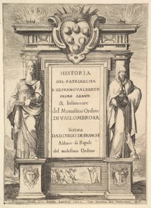 Frontispiece：メディチ家の紋章が中央に飾られた記念碑。炎が...、1640年。 作： Stefano della Bella