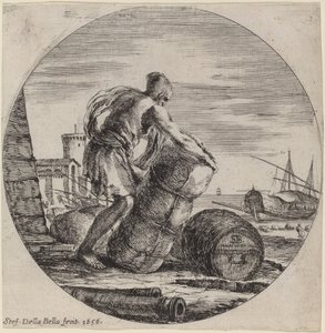 船の貨物を運搬するガレー船奴隷 作： Stefano della Bella