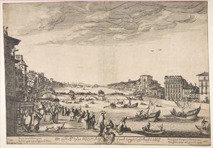 橋のゲーム、ピサ、1634年。 作： Stefano della Bella